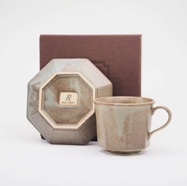 CHIPS | ANCIENT POTTERY GRAY |  Octagona CUP & SAUCER