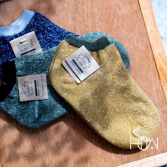 Ashi tabi | Hemp and Japanese paper ankle socks (Yellow)